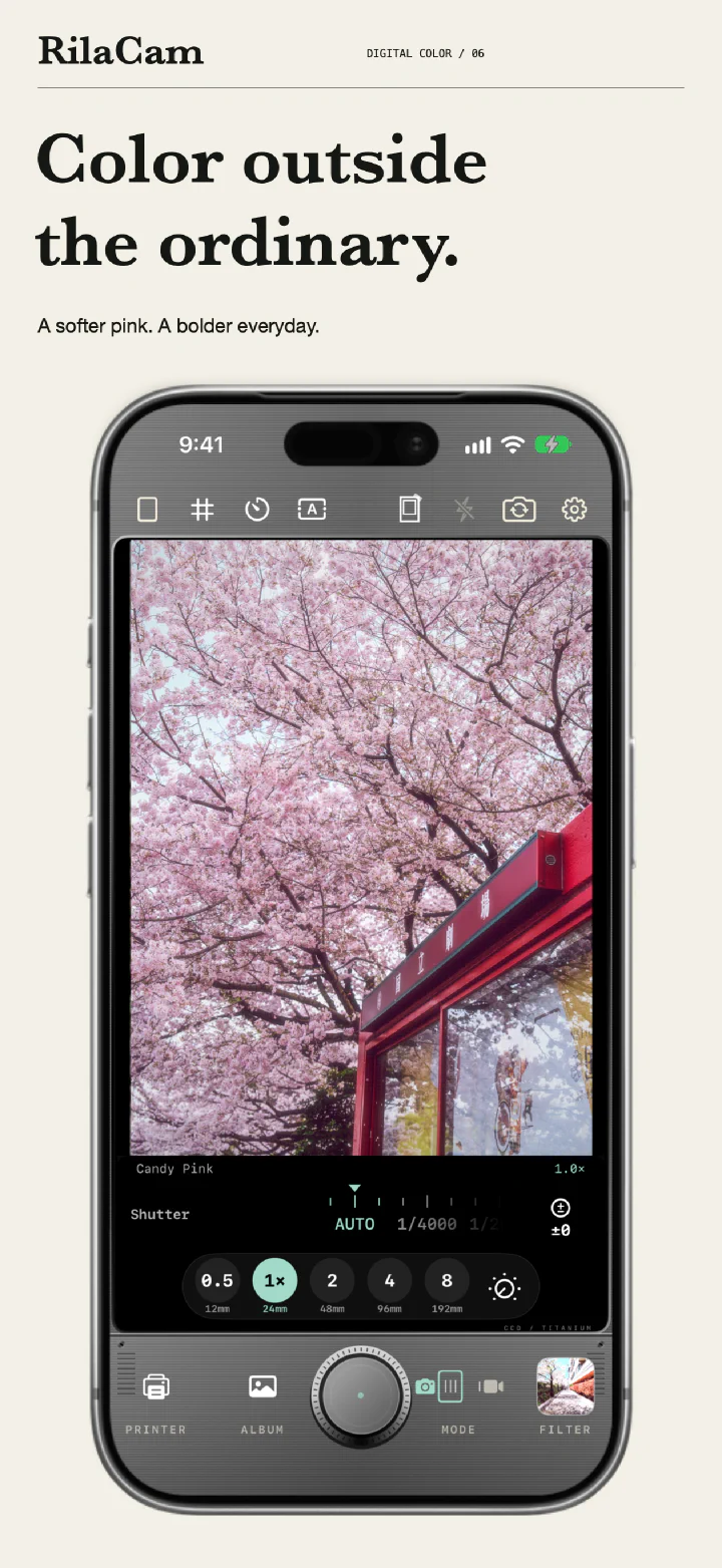 Digital Color: cherry blossoms in Candy Pink on the camera screen